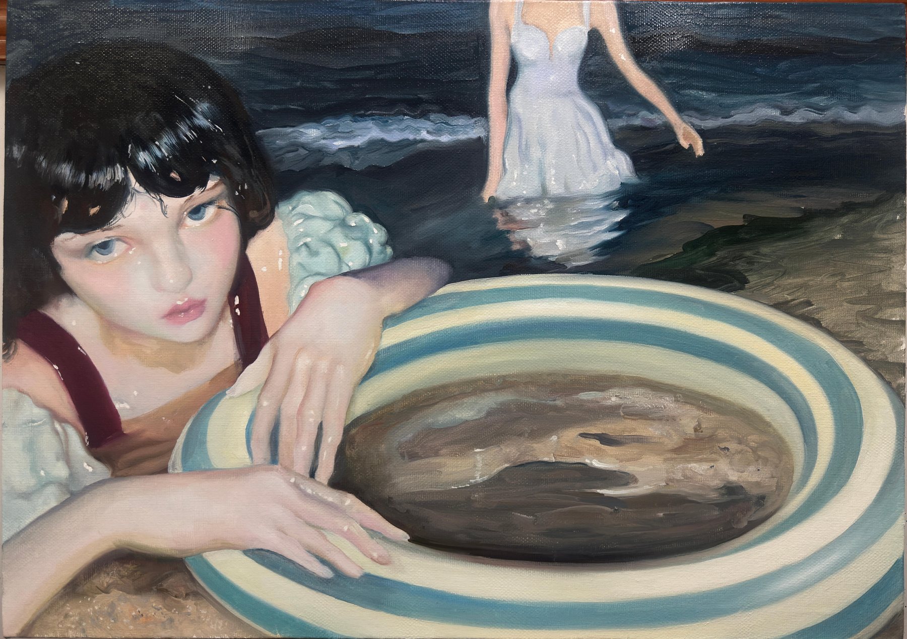 《在海边》，刘想作品