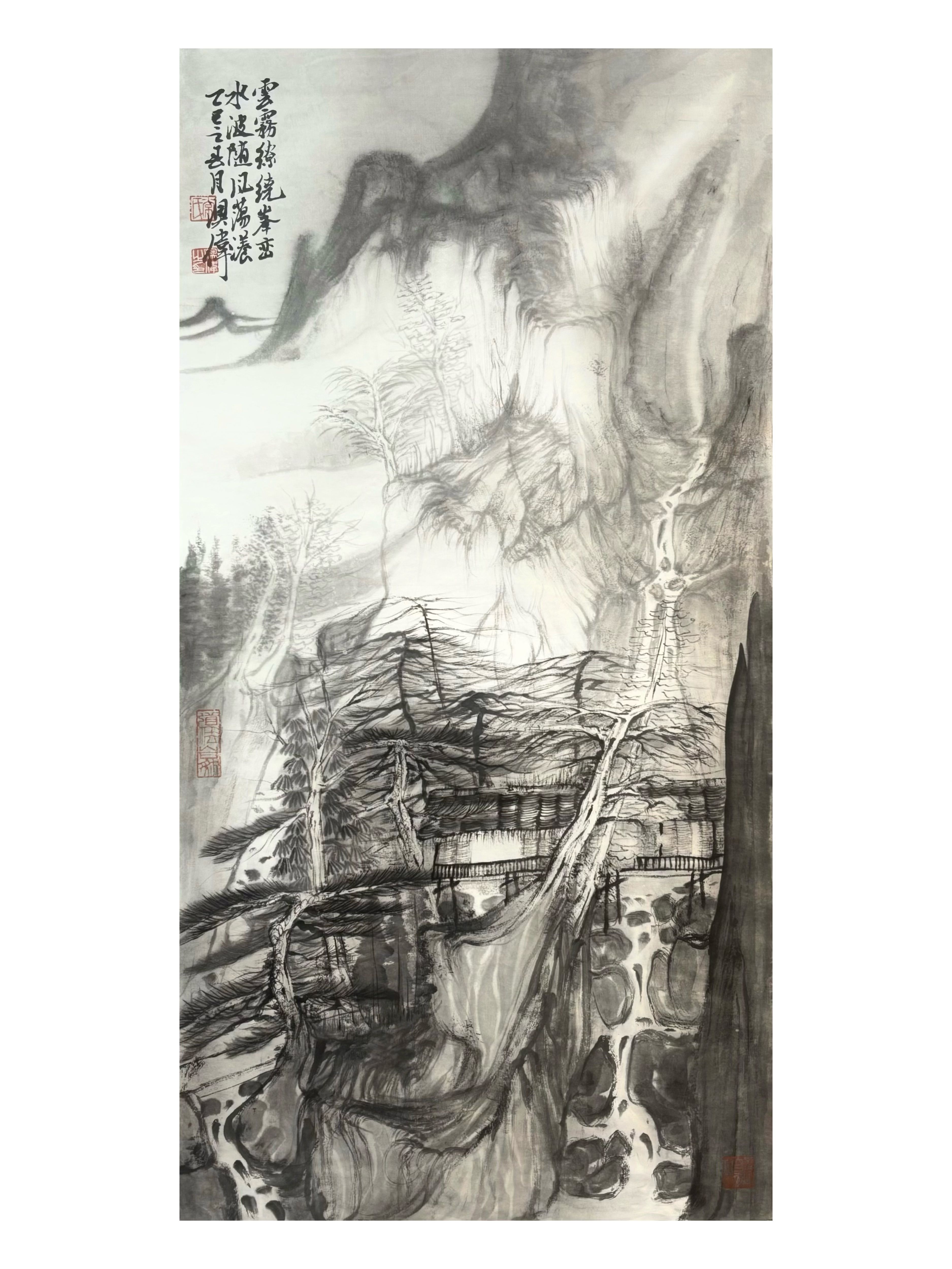 《《云潺山韵（听籁）》》，常澳伟作品