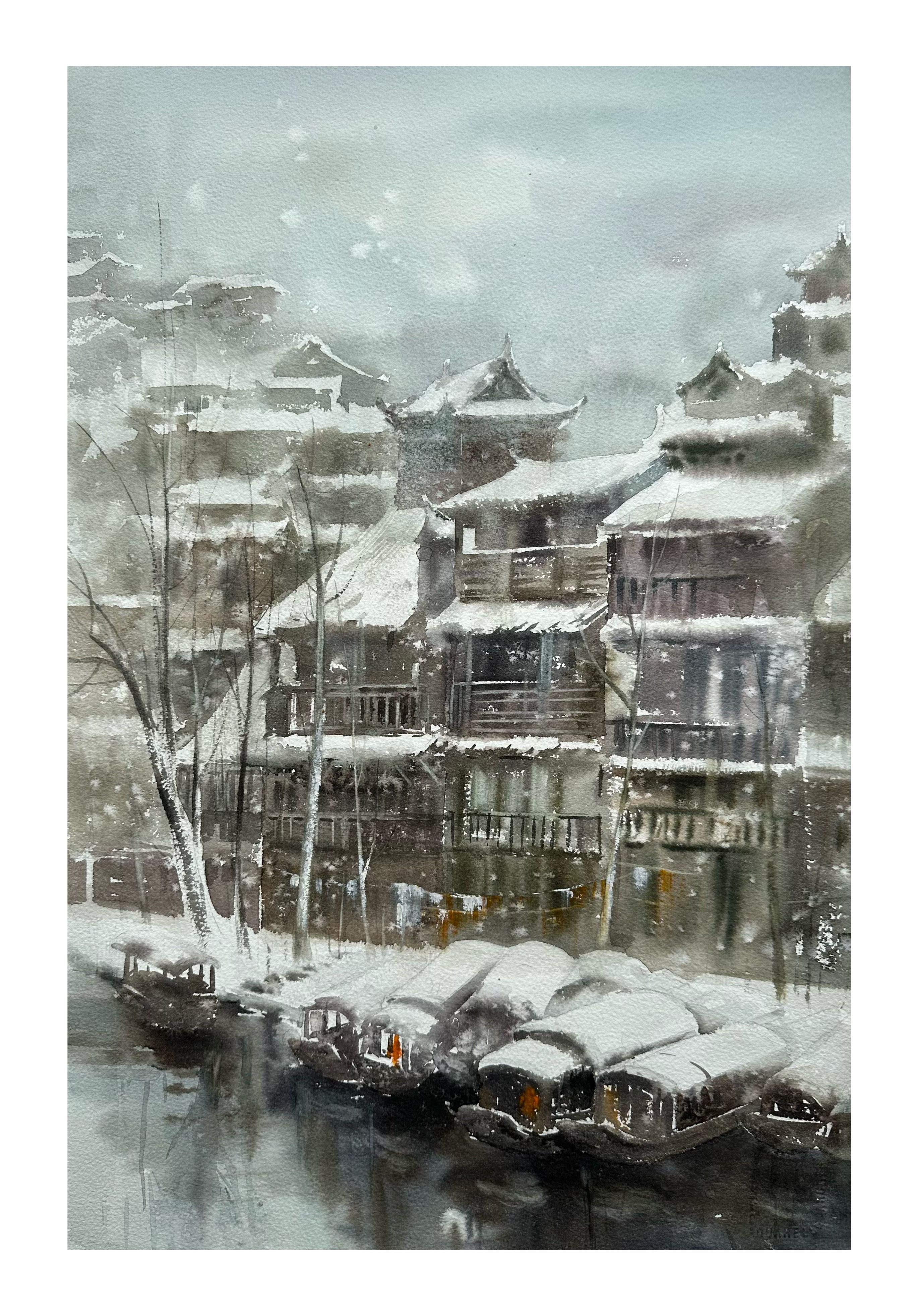 《《雪落边城》》，李红作品