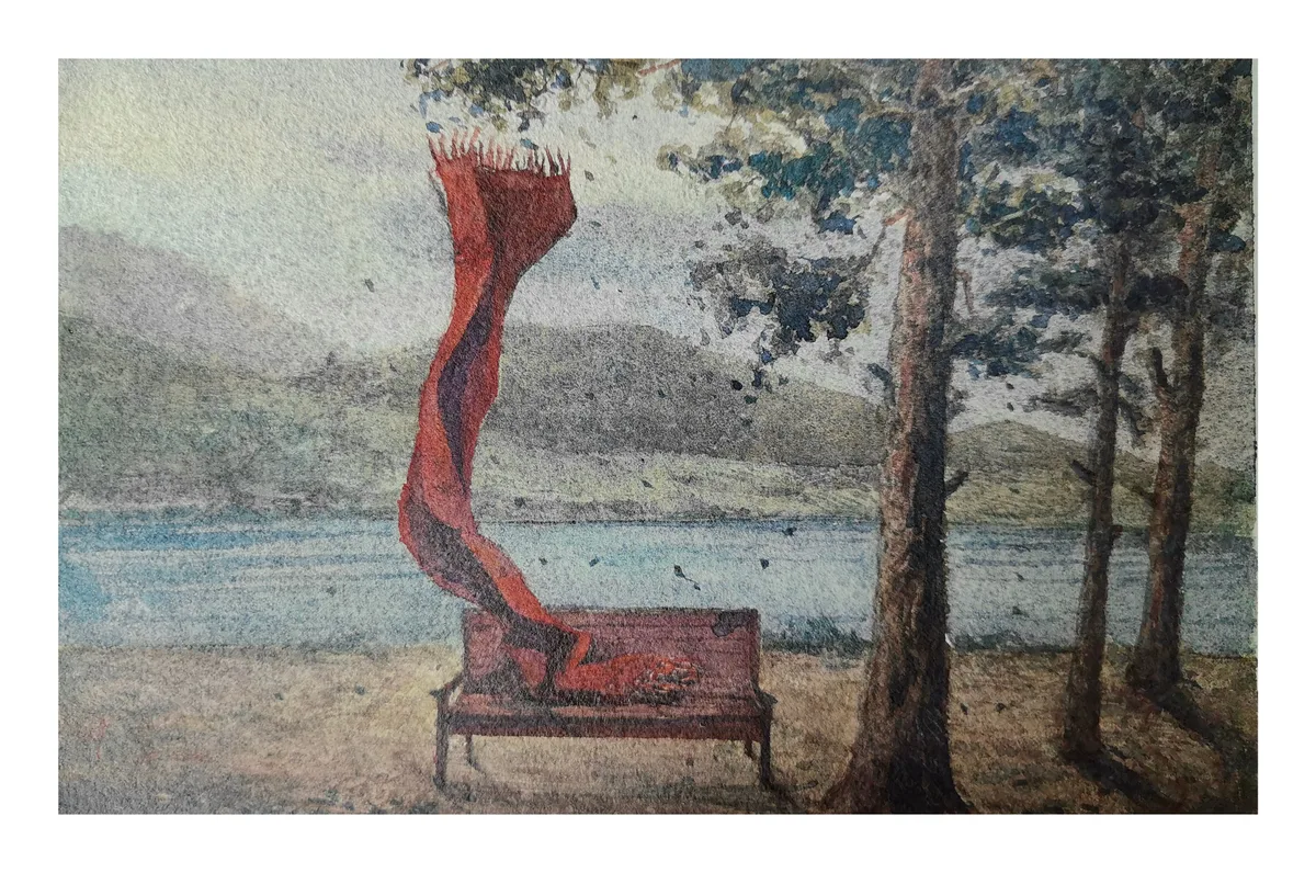 《湖畔》，林富一作品