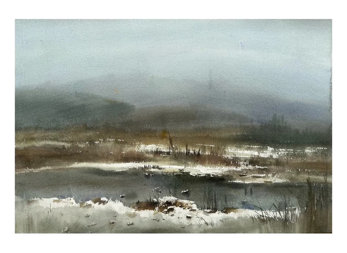《初雪河畔》，李红作品