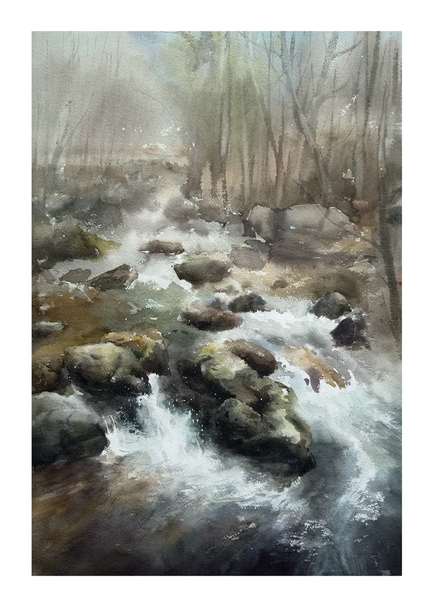 《林间溪语》，李红作品