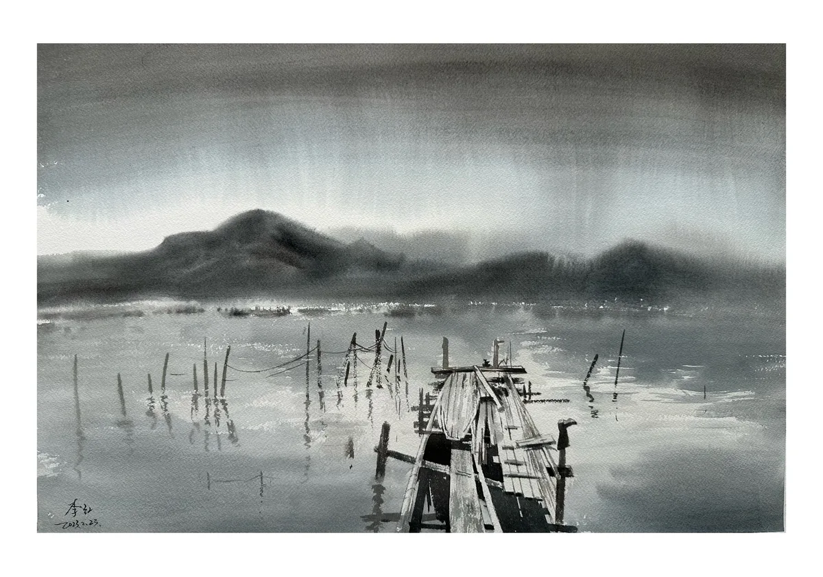 《烟雨渡口》，李红作品