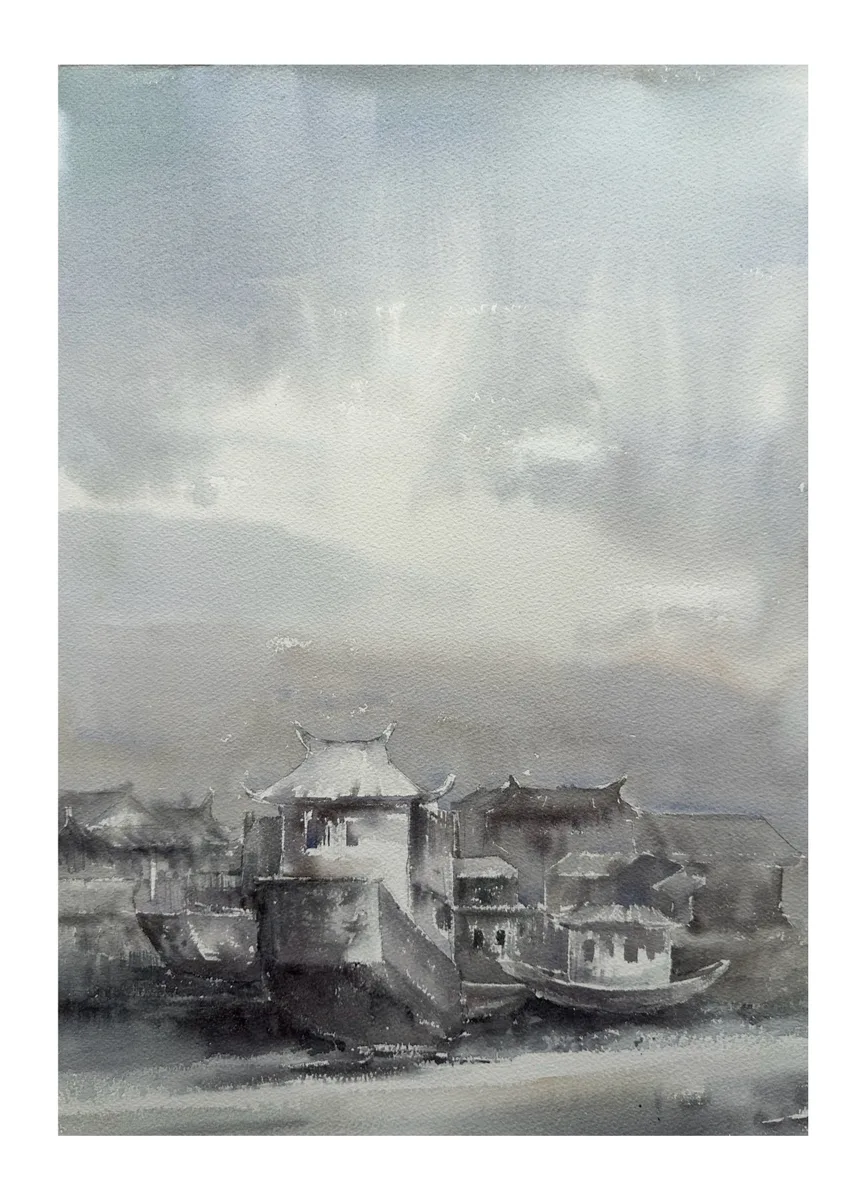 《水乡旧梦》，李红作品